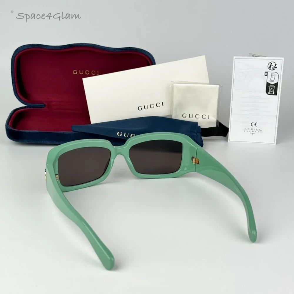 BRAND NEW Gucci GG1403S 004 Sage Green Gray Unisex Rectangle Sunglasses …